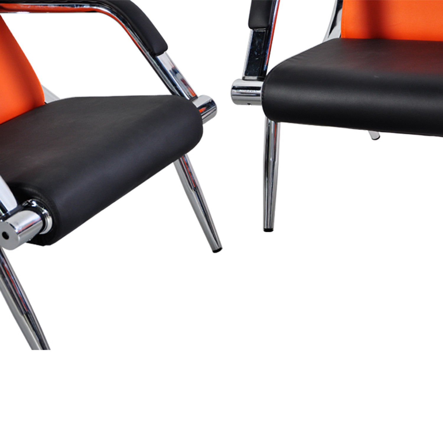 2 PCS Office Reception Waiting Room Chairs PU Leather Airport Guest Salon Bench