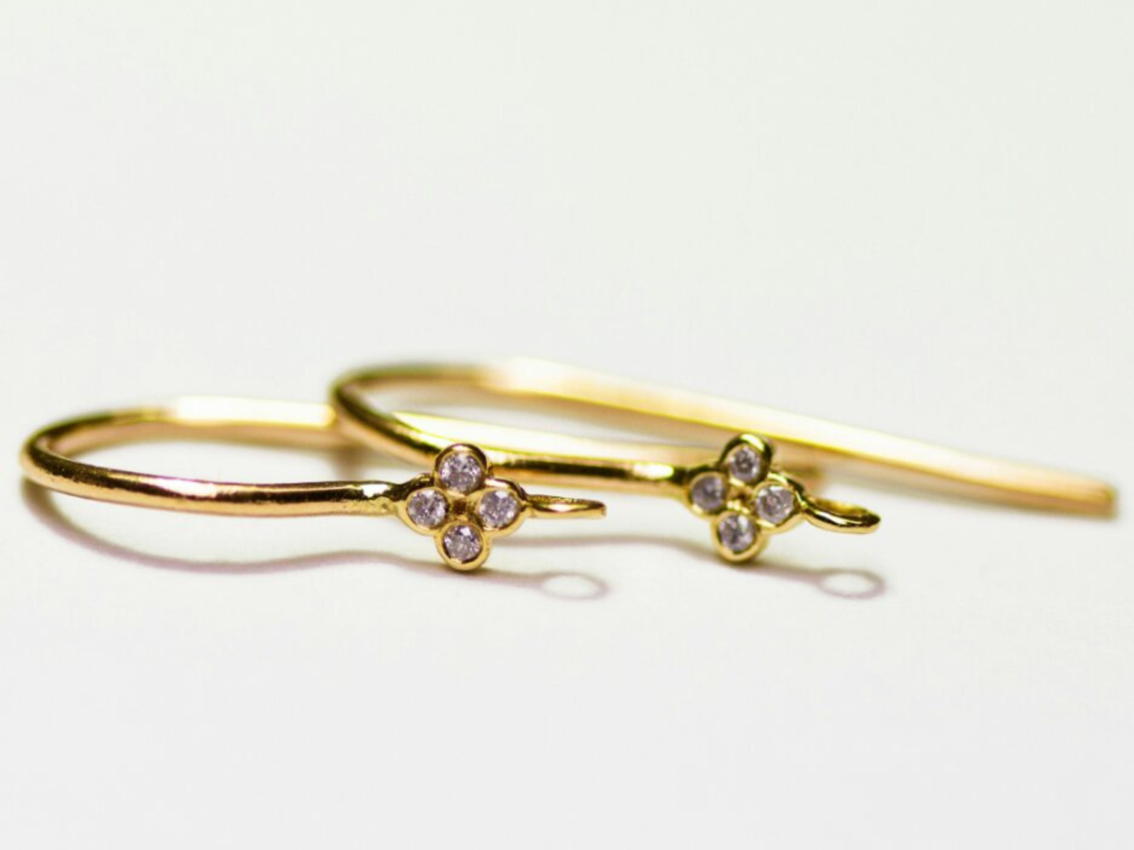 14K Solid Gold Diamond Ear Hook Findings Ear Wire Earring Findings Diamond Hook.