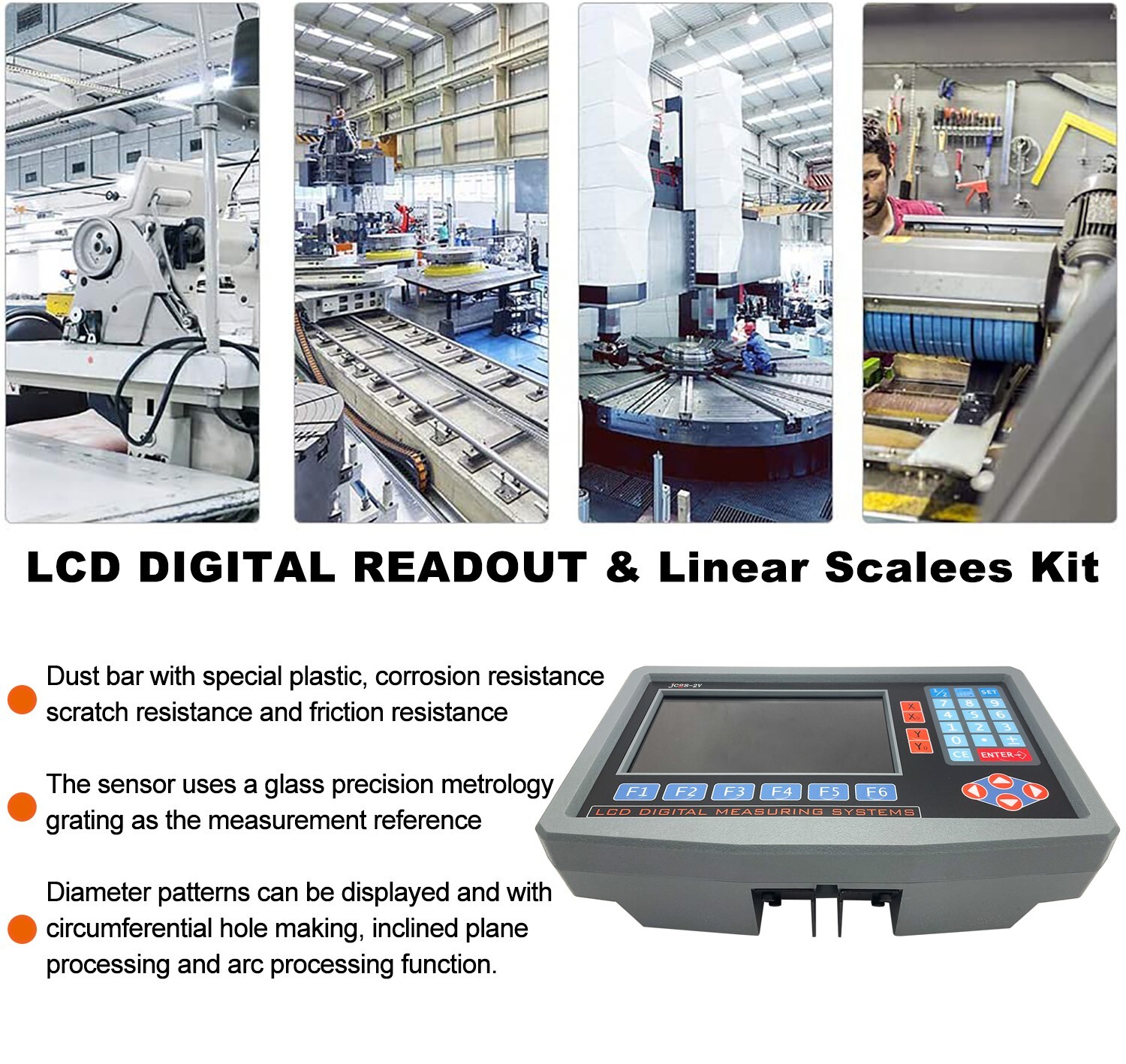 2 Axis LCD Digital Readout for Milling Lathe Machine with Precision Linear Scale