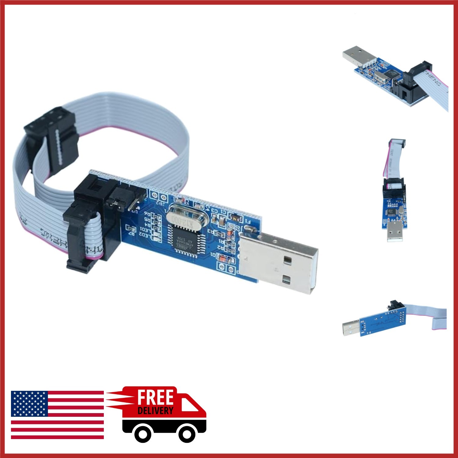 USB Programmer for ATmega8 with 10 Pin Interface and Automatic Speed Control