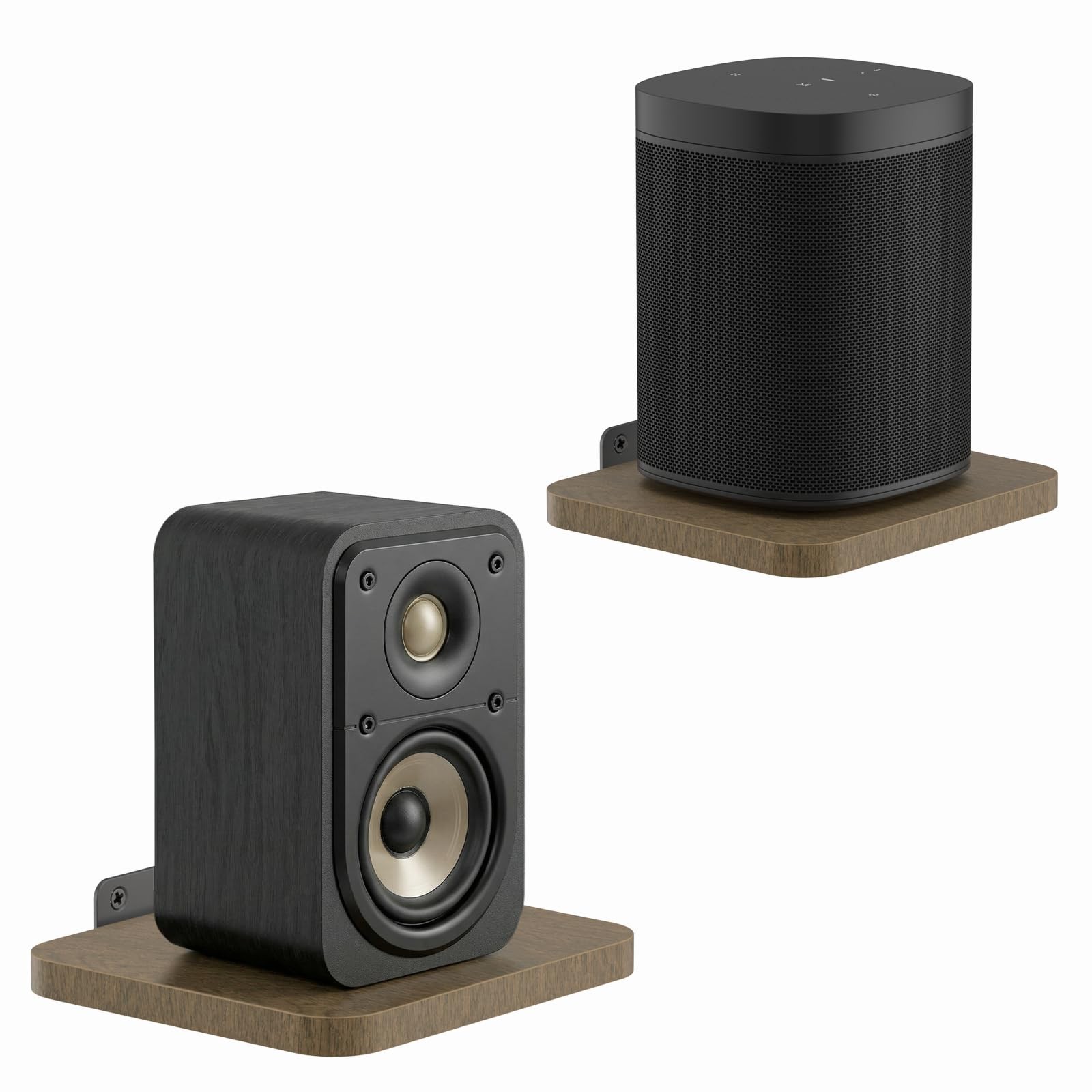 Aiweiwa Small Speaker Shelf Wall Mount Pair, 5.3" x 6.7" Wood Color