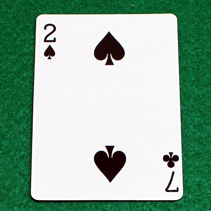 2 of Spades / 7 of Clubs - Mis-Indexed, Bicycle Printed Gaff Card, Blue