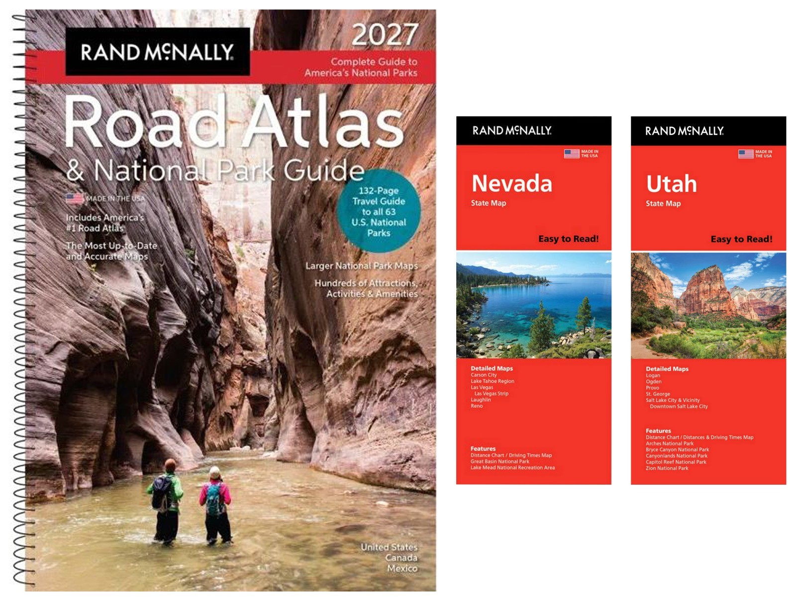 Rand McNally 2027 Road Atlas & National Park Guide + Easy-to-Read NV & UT Maps