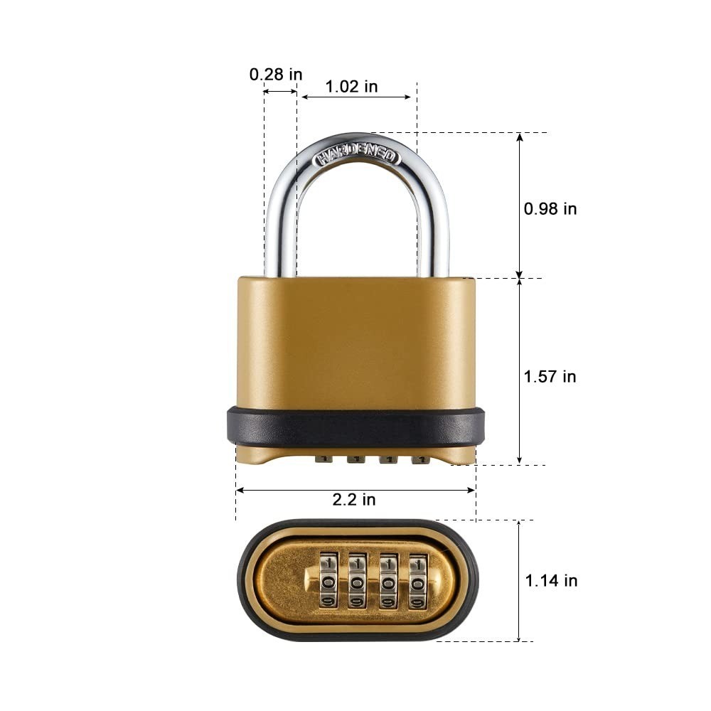 Heavy Duty Weatherproof Combination Lock, 4-Pack Outdoor Combo Lock,Resettable C