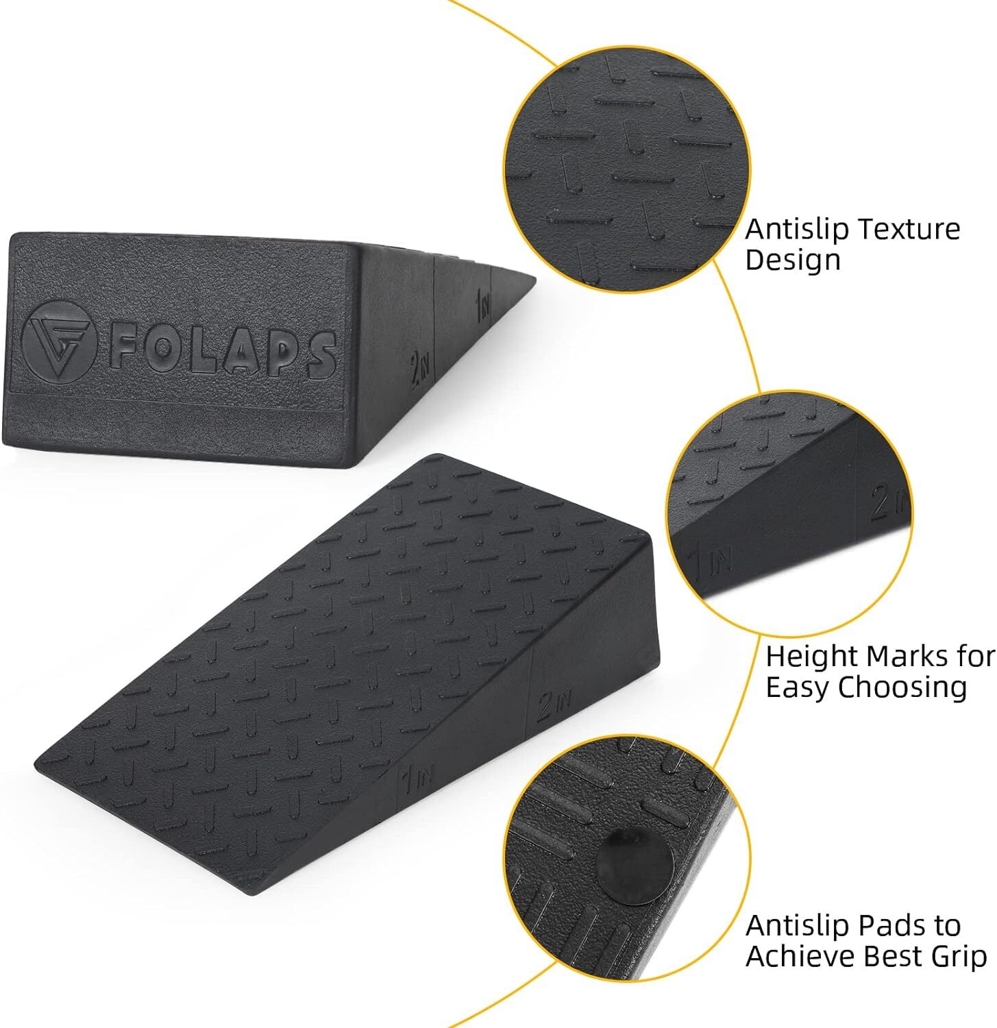 Folaps Squat Wedge Block for Heel Elevated Squat, Weightlifting Calf Dark