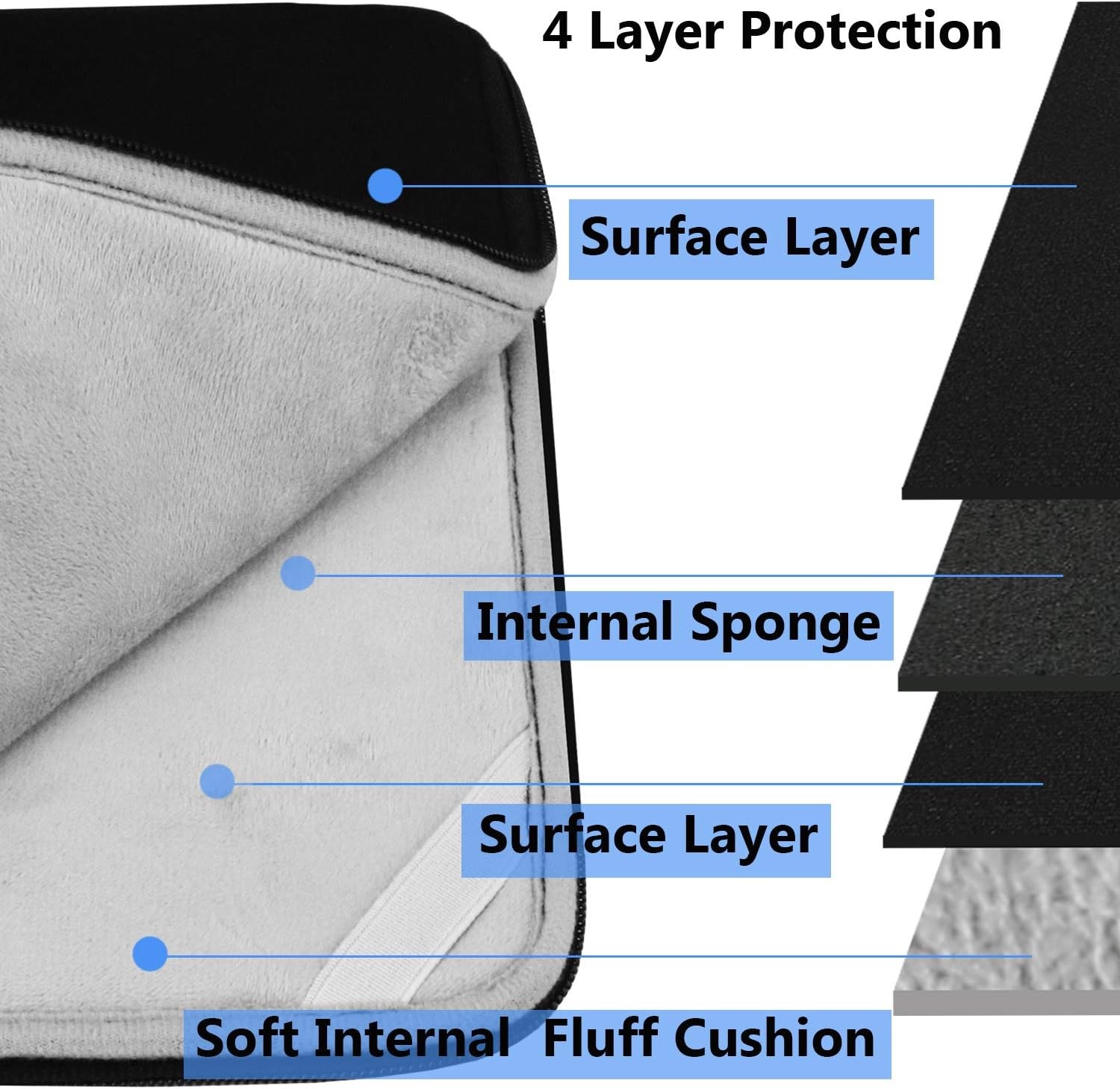 15.6 Laptop Sleeve Durable Shockproof Flip Briefcase Black