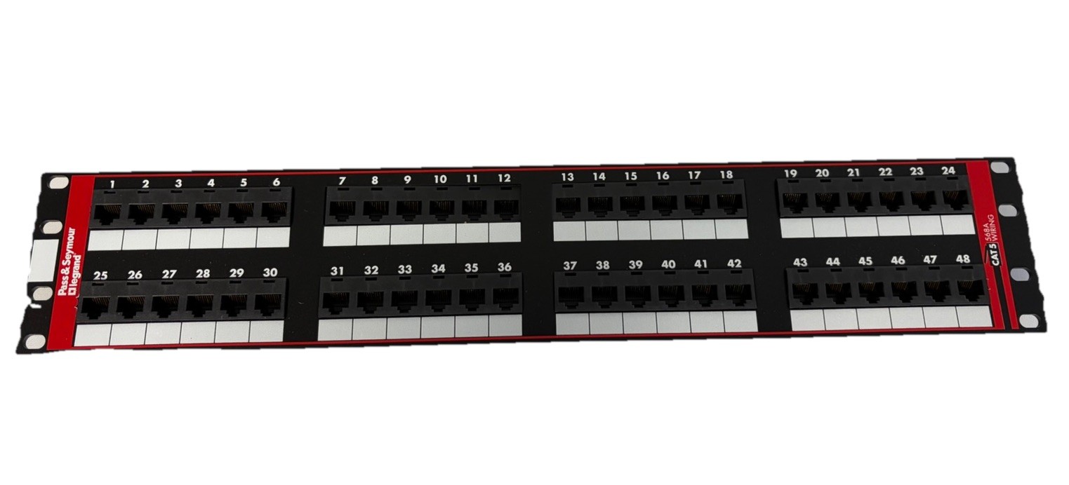 Legrand Pass & Seymour 48 Port CAT5 Patch Panel PSPP485EA w/ Modules – Open Box