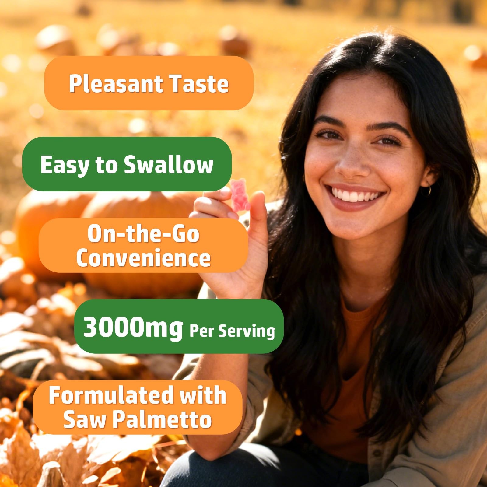 Pumpkin Seed Oil Gummies with Saw Palmetto, 60 Count (Pack of 1)