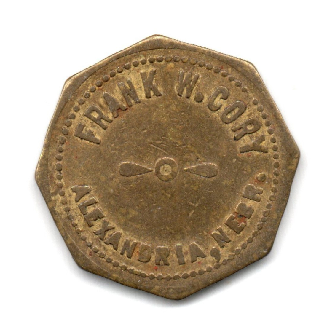 FRANK W. CORY • GOOD FOR 5¢ IN MERCHANDISE • ALEXANDRIA, NE. • TC-168644
