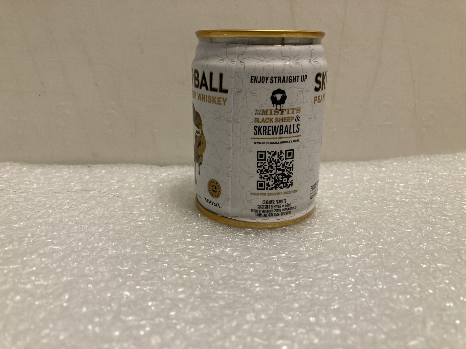 EMPTY SKREWBALL PEANUT BUTTER WHISKEY 100ML CAN. EMPTY. MAN CAVE DECOR