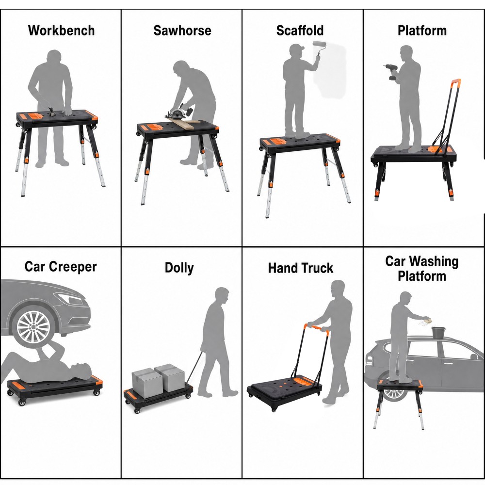 8-in-1 Multifunctional Folding Work Table wUS Standard Socket,Portable Workbench
