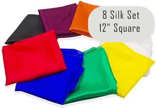 8 SILK HANDKERCHIEFS 12" SQUARE - 100% SILK - 8 COLORS