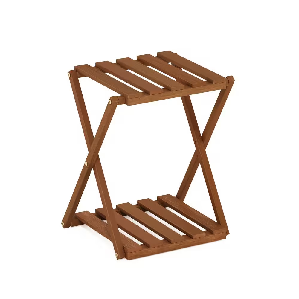 Tioman 16.93 In. H X 14.96 In. W X 11.81 In. D Outdoor Natural Wood 2-Tier Foldi