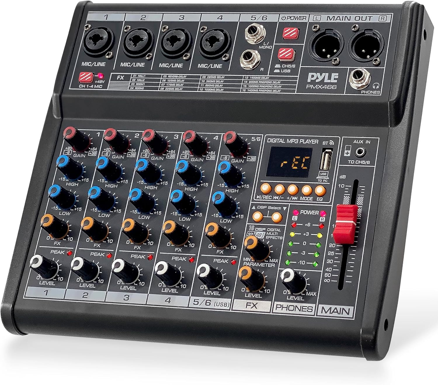 Professional Bluetooth DJ Audio Mixer - 6-Channel DJ Controller Sound Mixer W/Ds