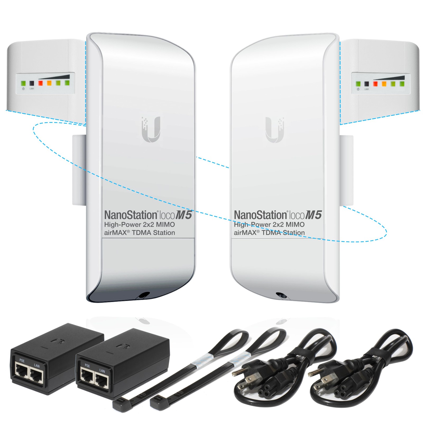 Wireless Bridge Ubiquiti LOCOM5 PRE-CONFIGURED, Bundle of 2 Ubiquiti Nanostation