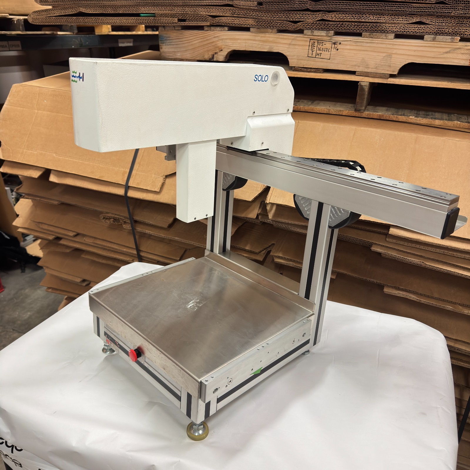 SOLO Industrial Marking Machine Automated Labeling Head Precision Rail Blue AsIs