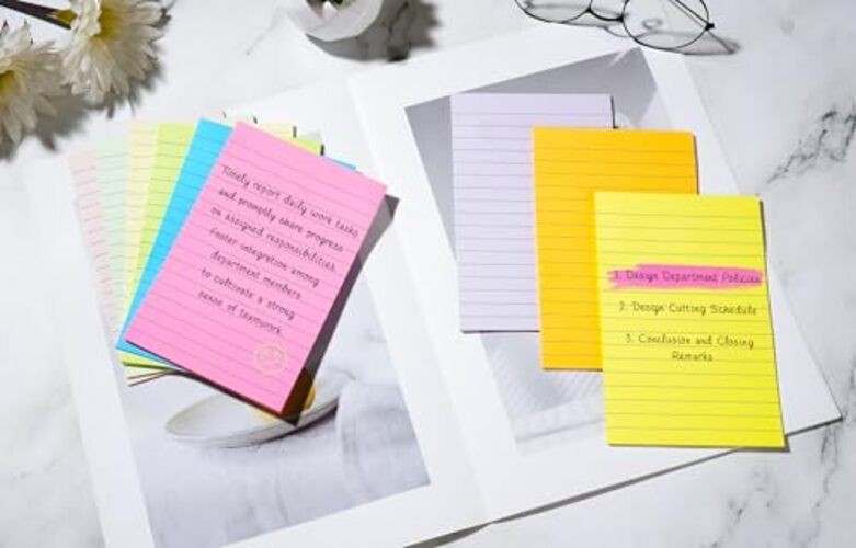 (18 Pack) Lined Sticky Notes 4x6 in Post, Self-Stick Padss Sticky Bright Color