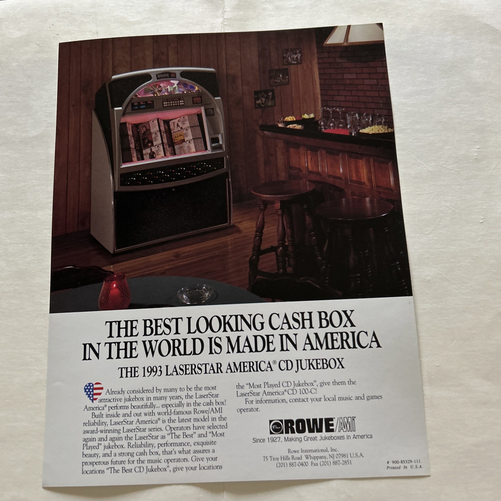 Original Factory Jukebox Ami-Rowe Laserstar Cd 1993 Best Looking FLYER