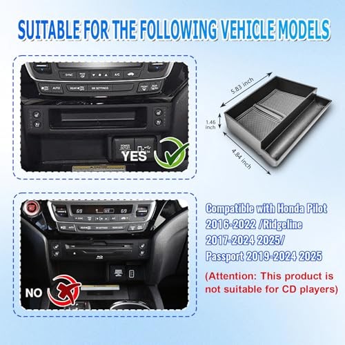 Console Drawer Tray Compatible with Honda Pilot 2016-2022/ Ridgeline 2017