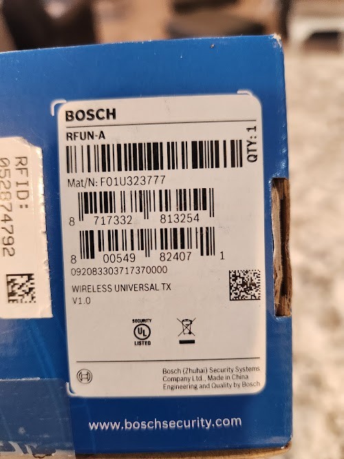 BOSCH RFUN RADION universal Wireless Transmitter New Sealed Box