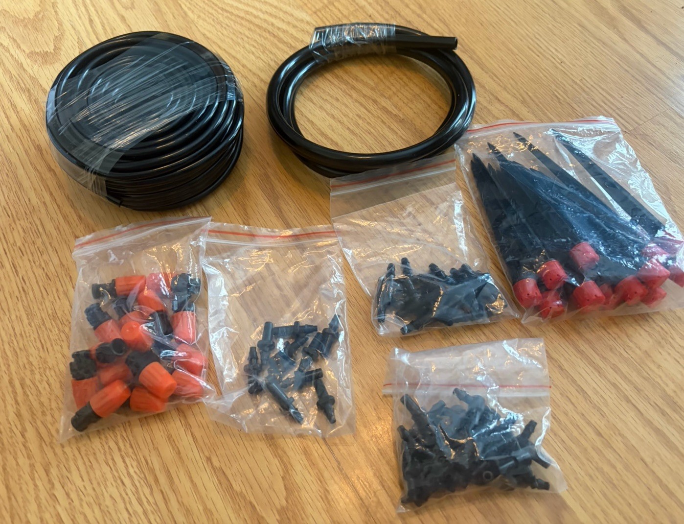 Drip Irrigation Parts - Tubing Nozzles Emitters Tees 67 Pc Spot Watering System