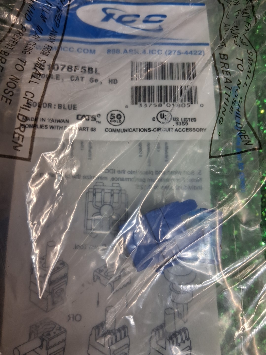 Icc Ic1078F5Bl Module- Cat 5E- Hd- Blue Free Shipping. Lot Of 3