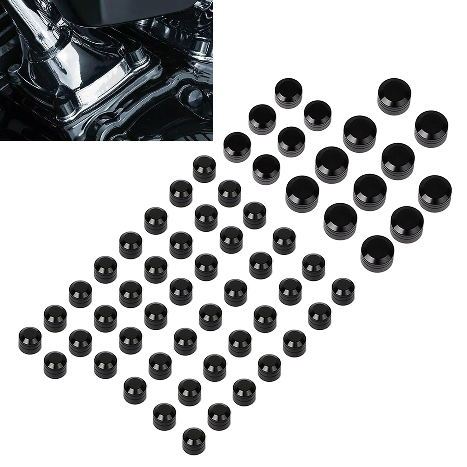 Black CNC Engine Bolt Caps Cover For Harley Street Electra Road Glide King FLHR