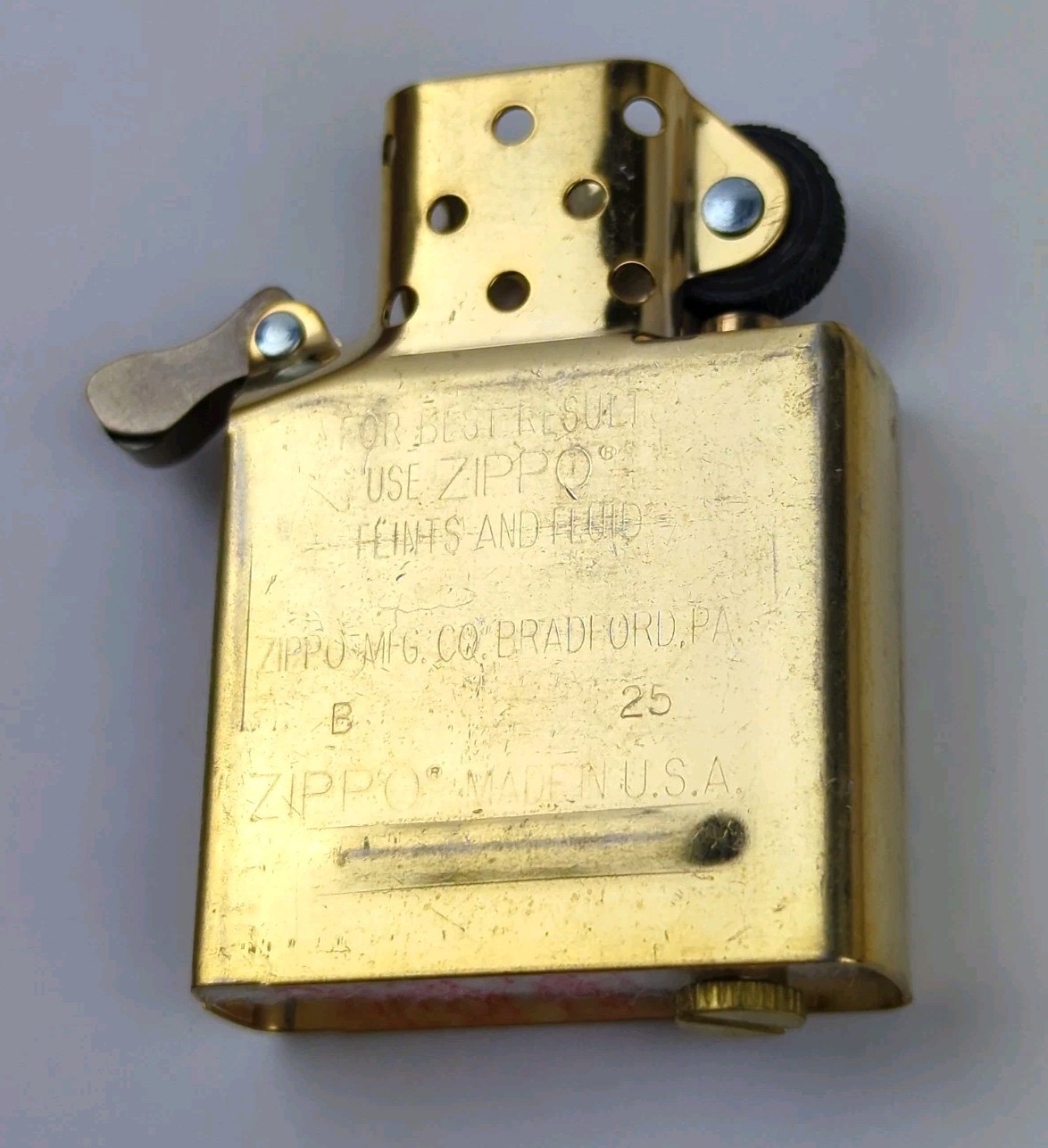 ZIPPO Lighter INSERT - BRASS Plated REPLACEMENT (No Outer Case) Year=2025, NEW