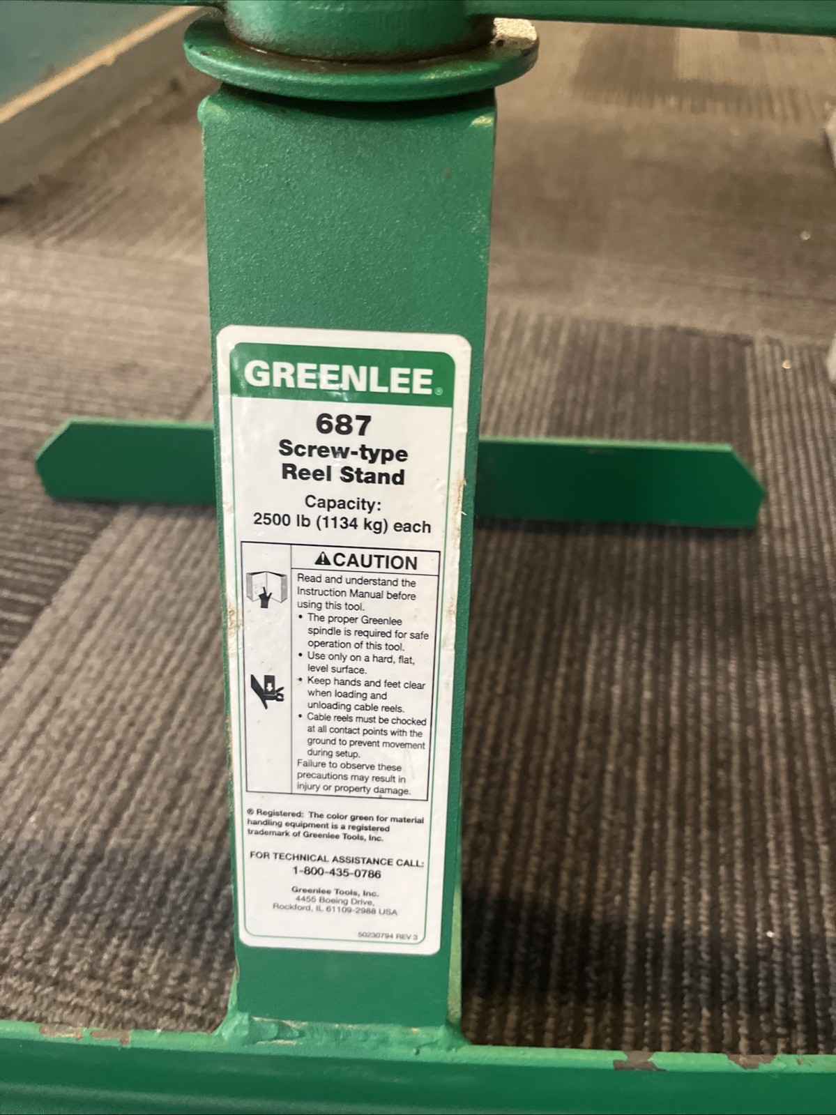 Greenlee Screw Type Reel Stand 2500 Lb Capacity