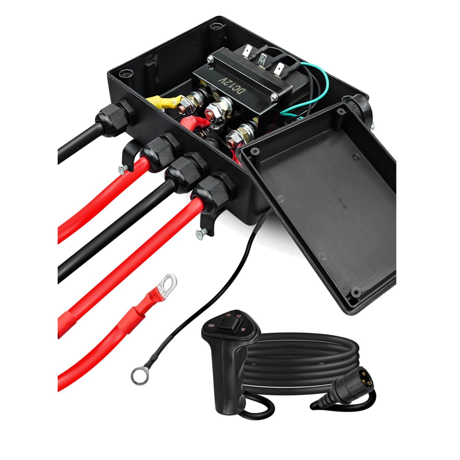 Pre-Wired Winch Control Box Kit, 12V 500A Winch Solenoid Contactor Relay & Wi...