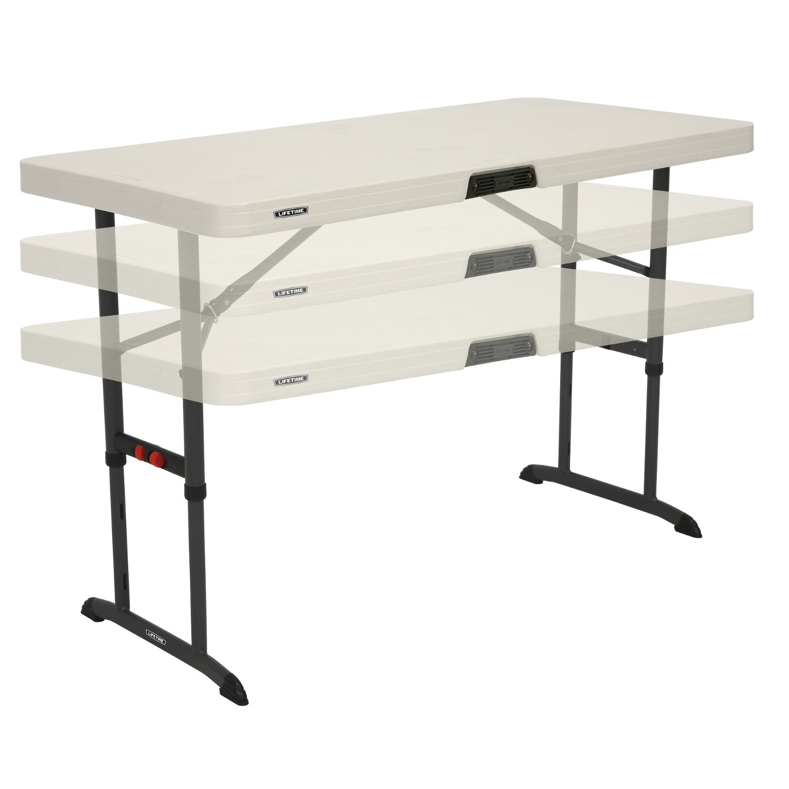 Lifetime 4 Ft Folding Table Adjustable Height Commercial Indoor/Outdoor Almond