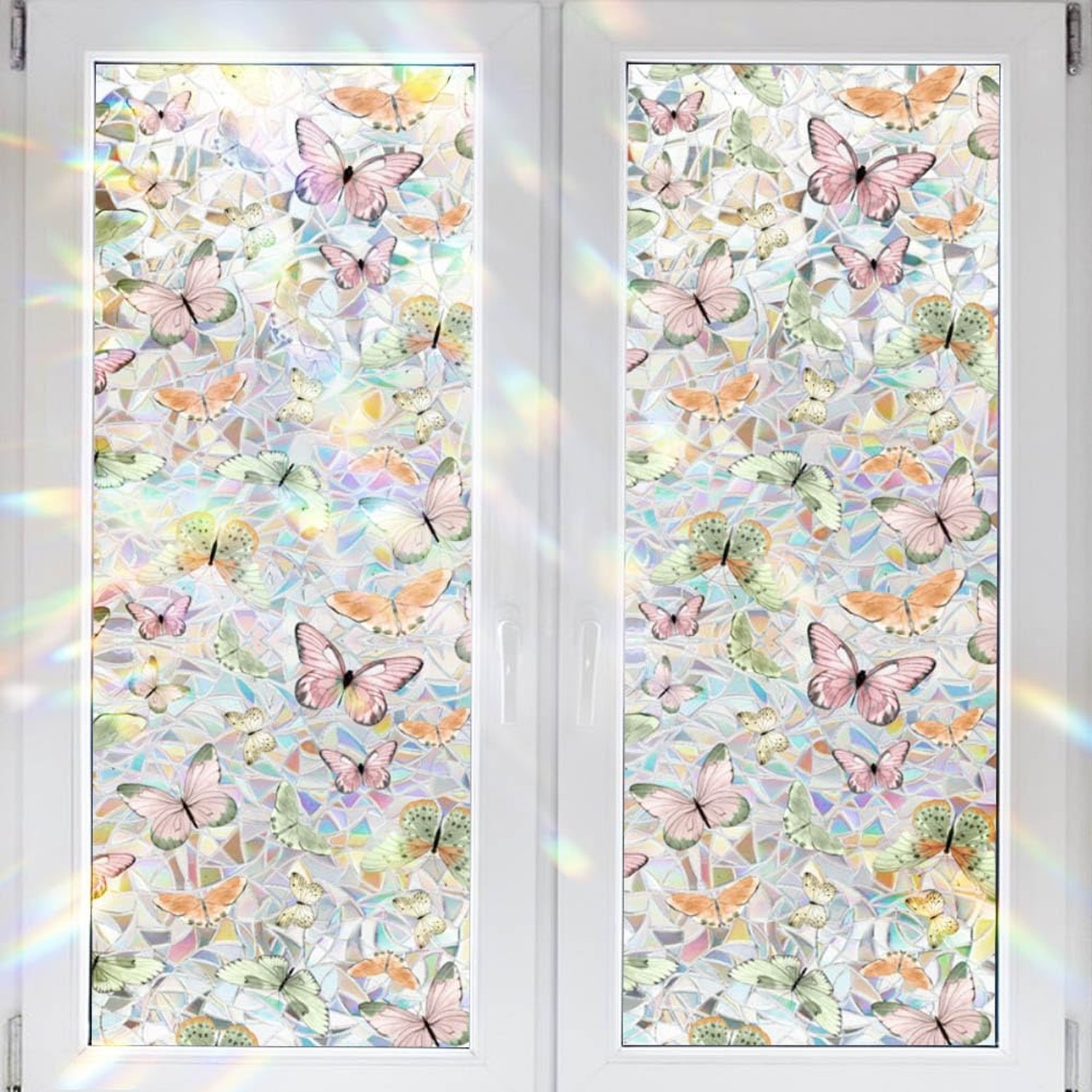 Static Cling Decorative Window Film Pink Butterfly Window Privacy Film PVC St...