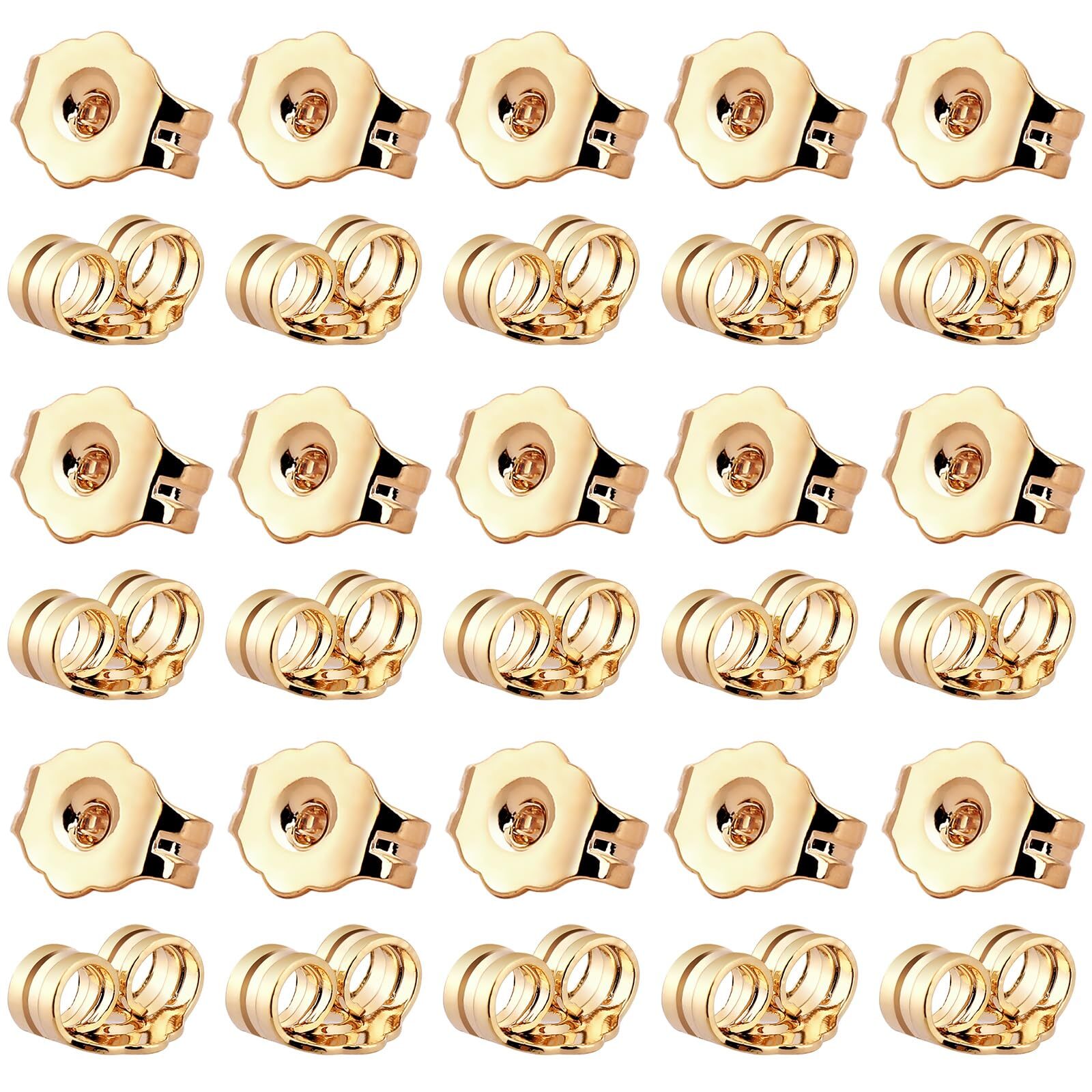 30Pcs/15 Pairs Earring Backs for Studs Locking, 14K Gold Earring Back