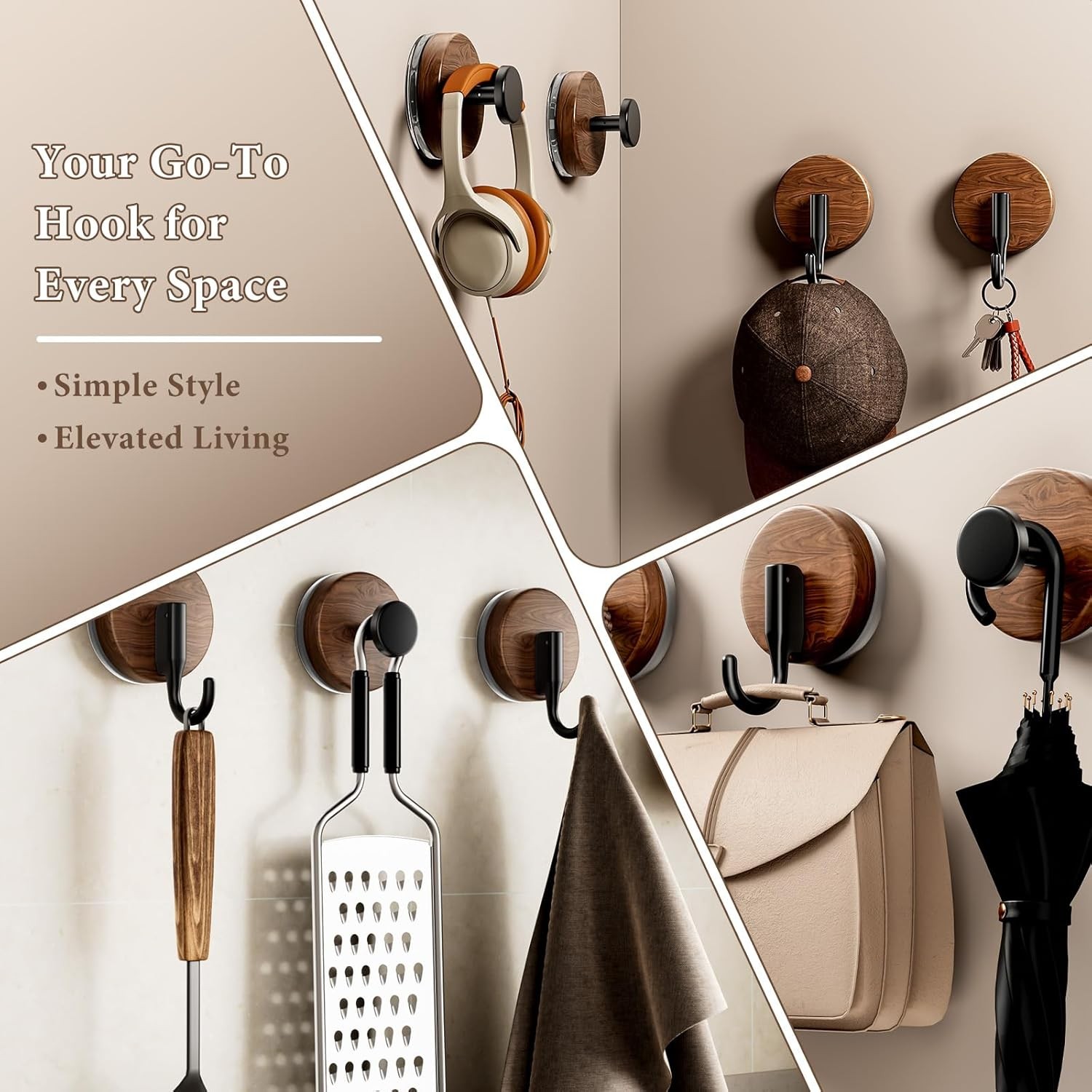Suction Cup and Adhesive Tape Double Locking Hook,Wall Hook,Towel Hook, Shower