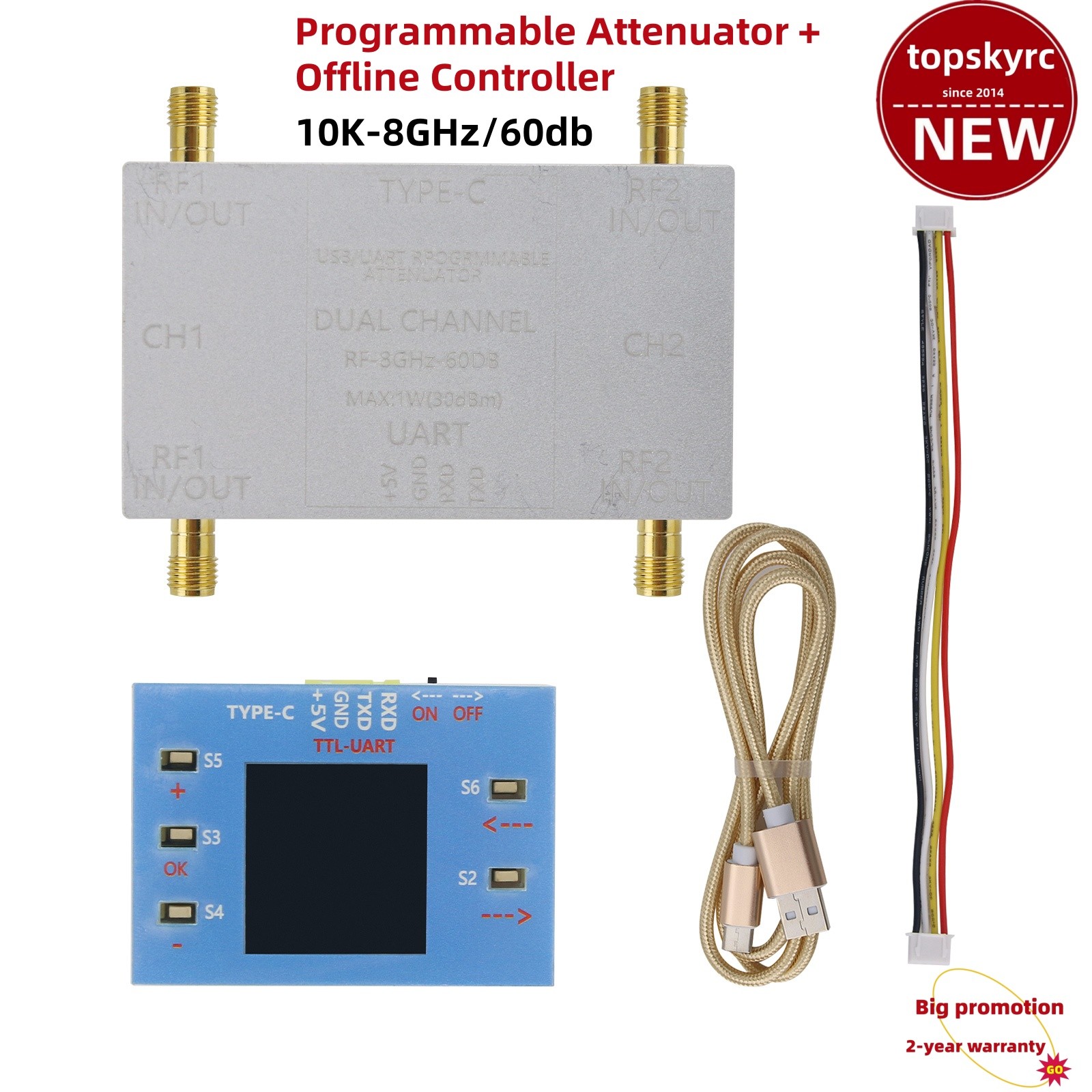 RF-8GHz-60DB Programmable Attenuator + Type-C Cable + Offline Control Board tp1