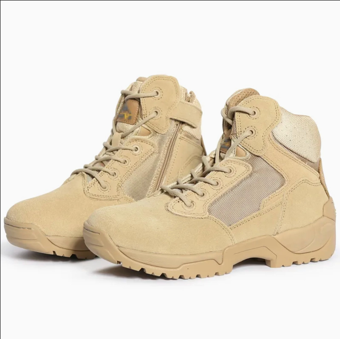 Steel Toe  Military Tactical Combat Ankle Hiking Boots w/ Ankle Protection Beige