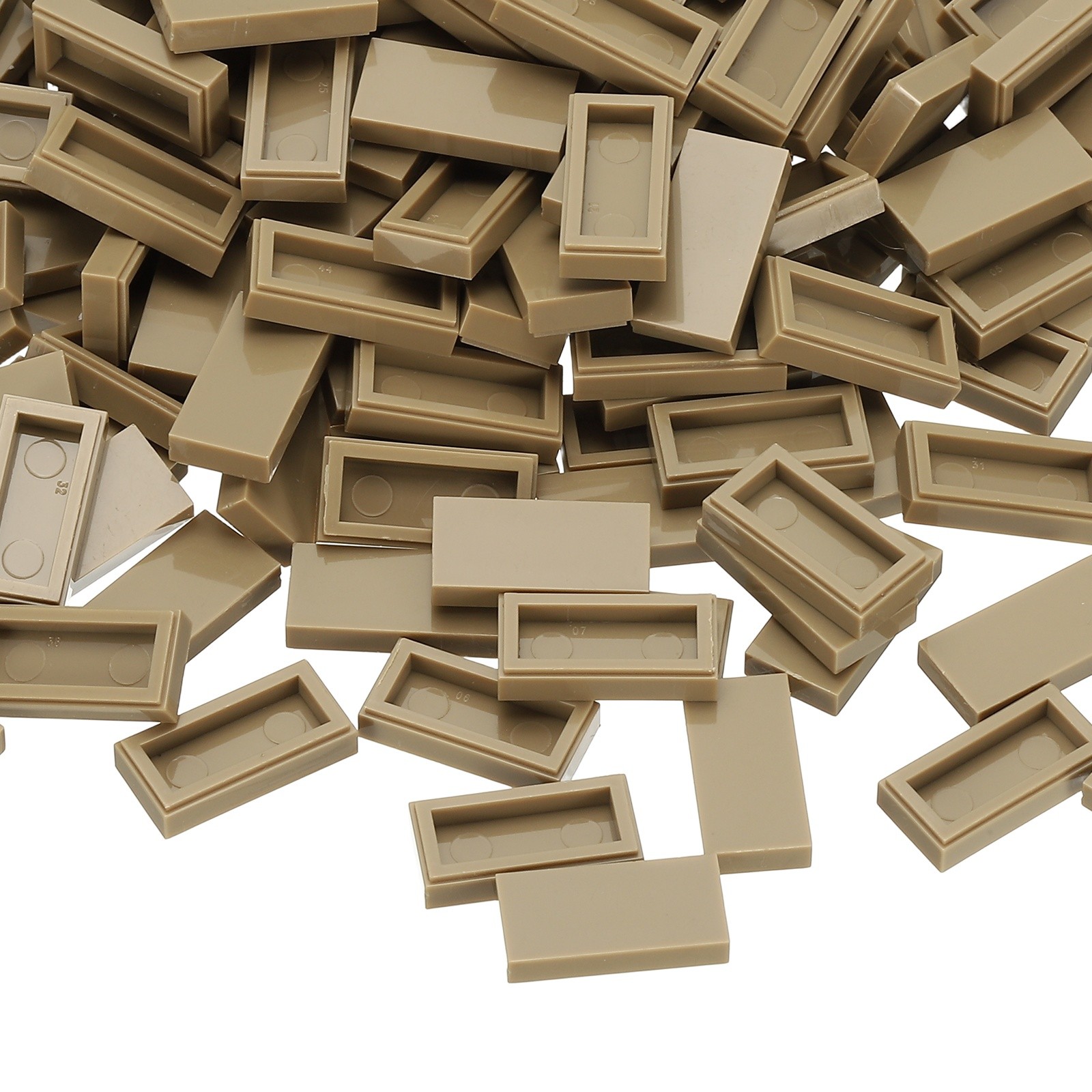 555 Pcs 1x2 Square Earthy Yellow Flat Blocks Bulk for Building Floor