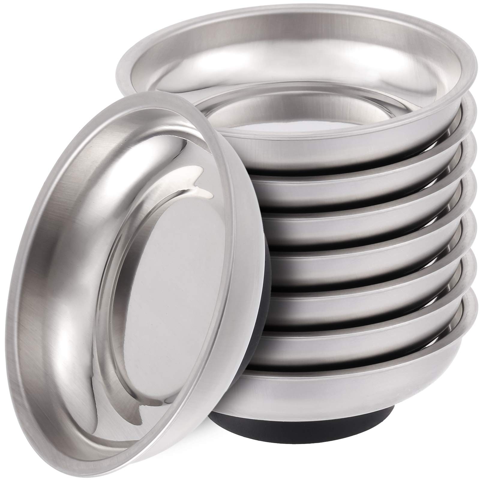 8 Pack 3 Inches Magnetic Bowls, Round Magnet Trays, Stainless Steel Magnetic ...
