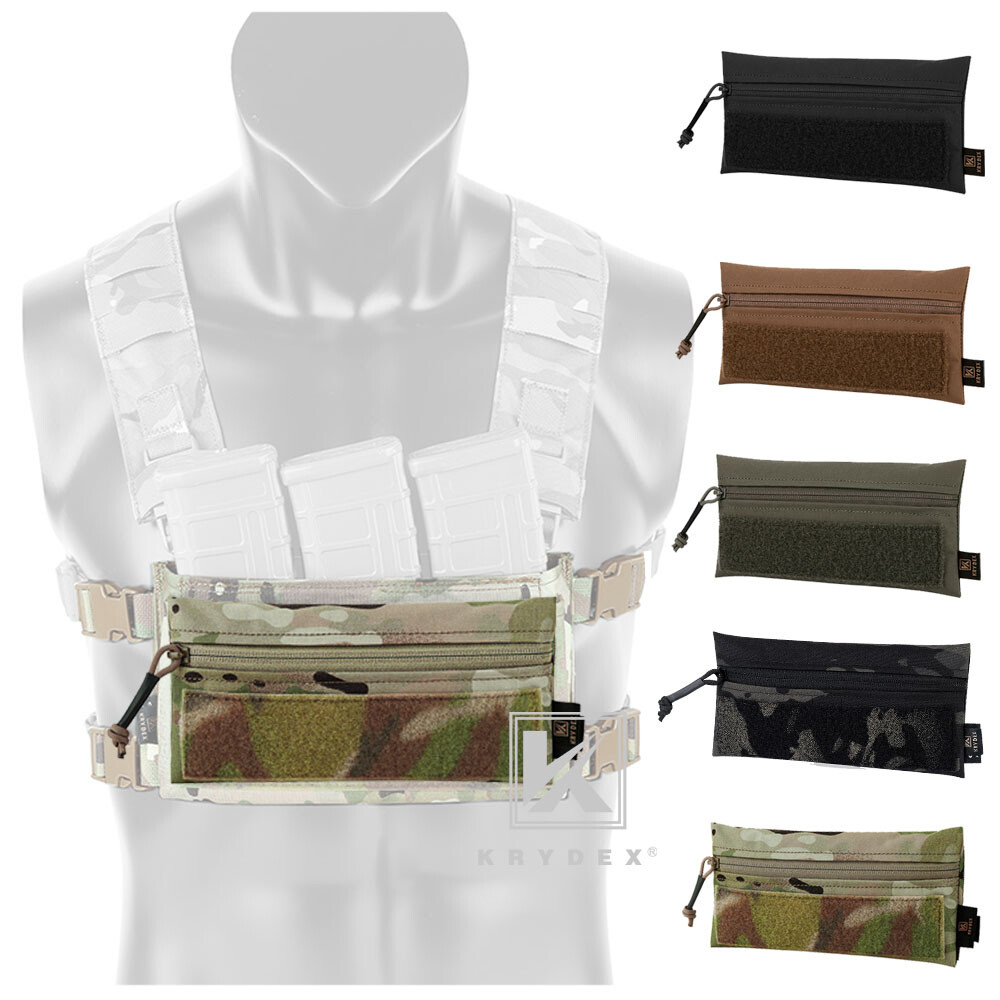KRYDEX Tactical Front Candy Pouch Zipper Bag Cover Panel Hook Back for Chest Rig