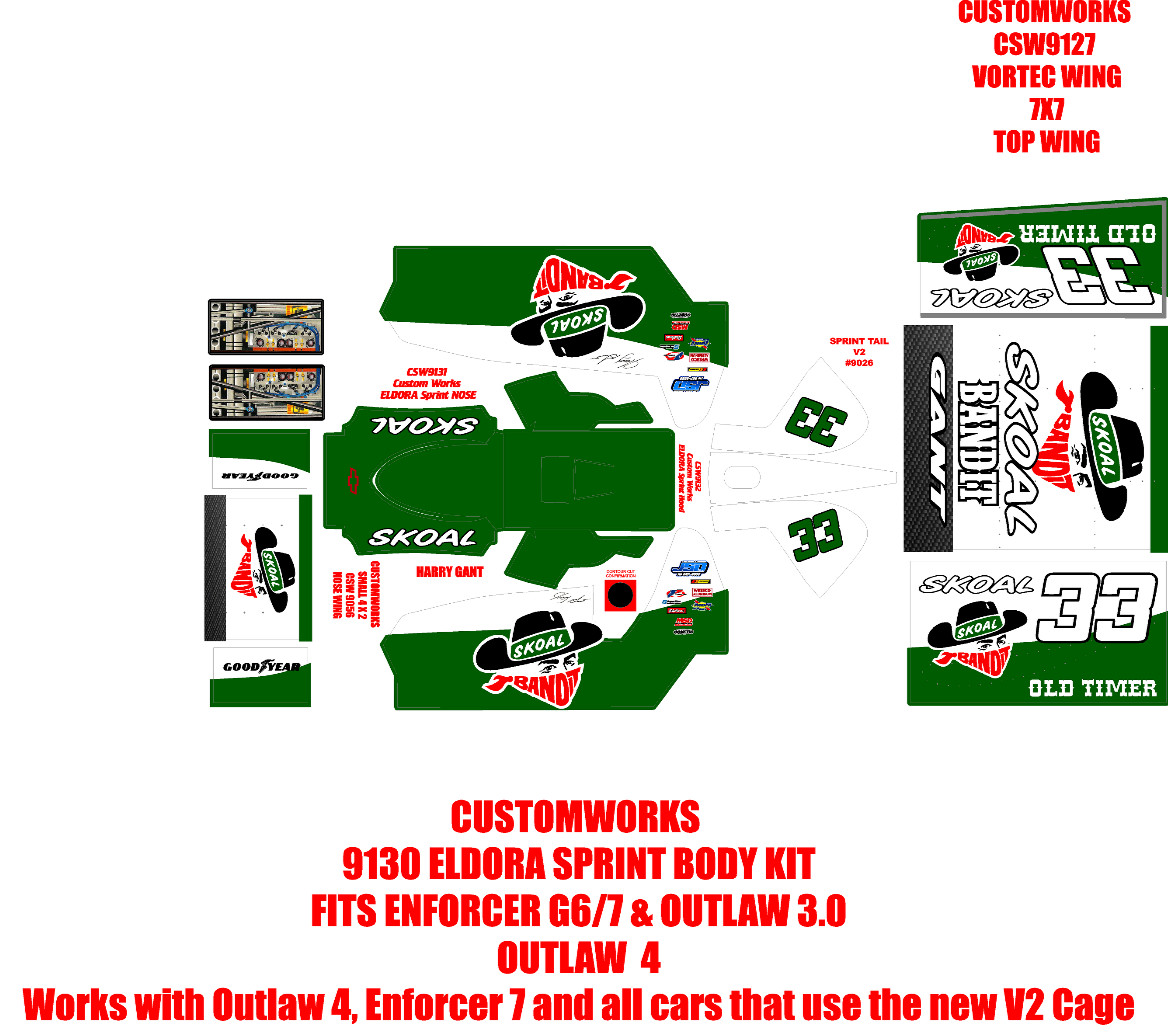 CUSTOMWORKS ELDORA   SPRINT CAR 9130 HARRY GANT THEME WRAP KIT