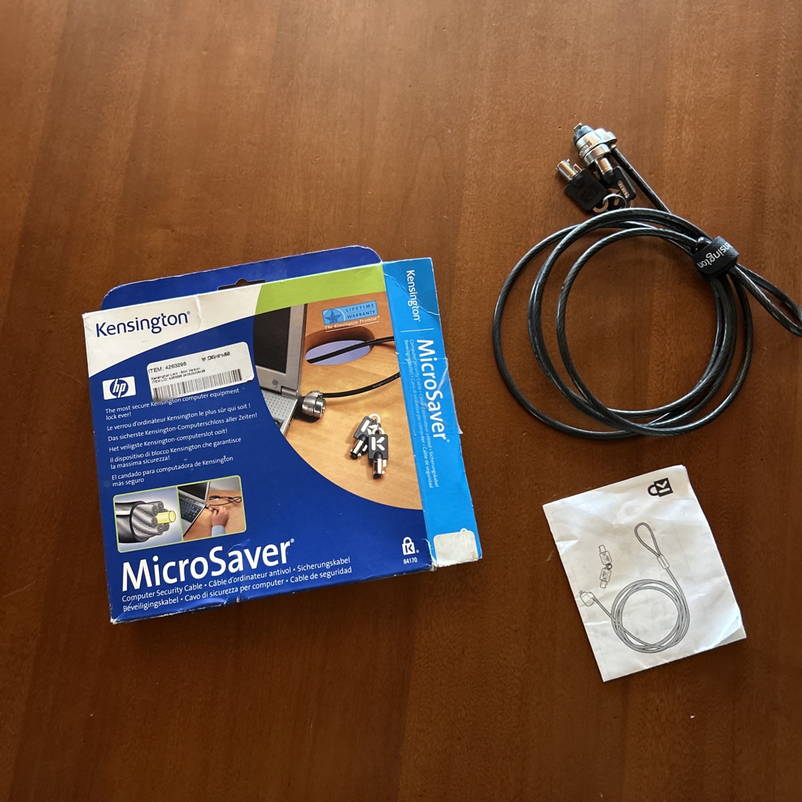 HP Kensington Microsaver “slim Version” Keyed Laptop Lock Two Keys  Open Box New