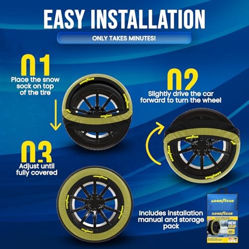 Grip Snow Socks for Tires. Designed for All Tire Brands. Textile Chain XL