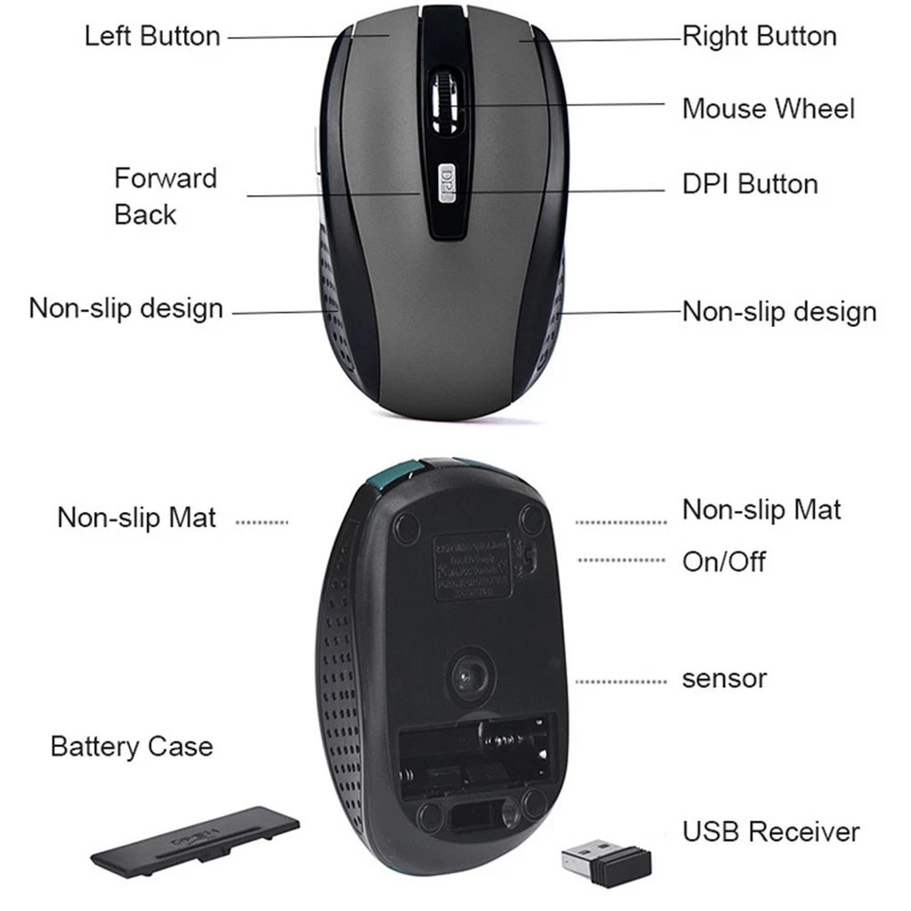 Wireless Optical Mouse Mice 2.4GHz USB Receiver For Laptop PC Computer DPI lot
