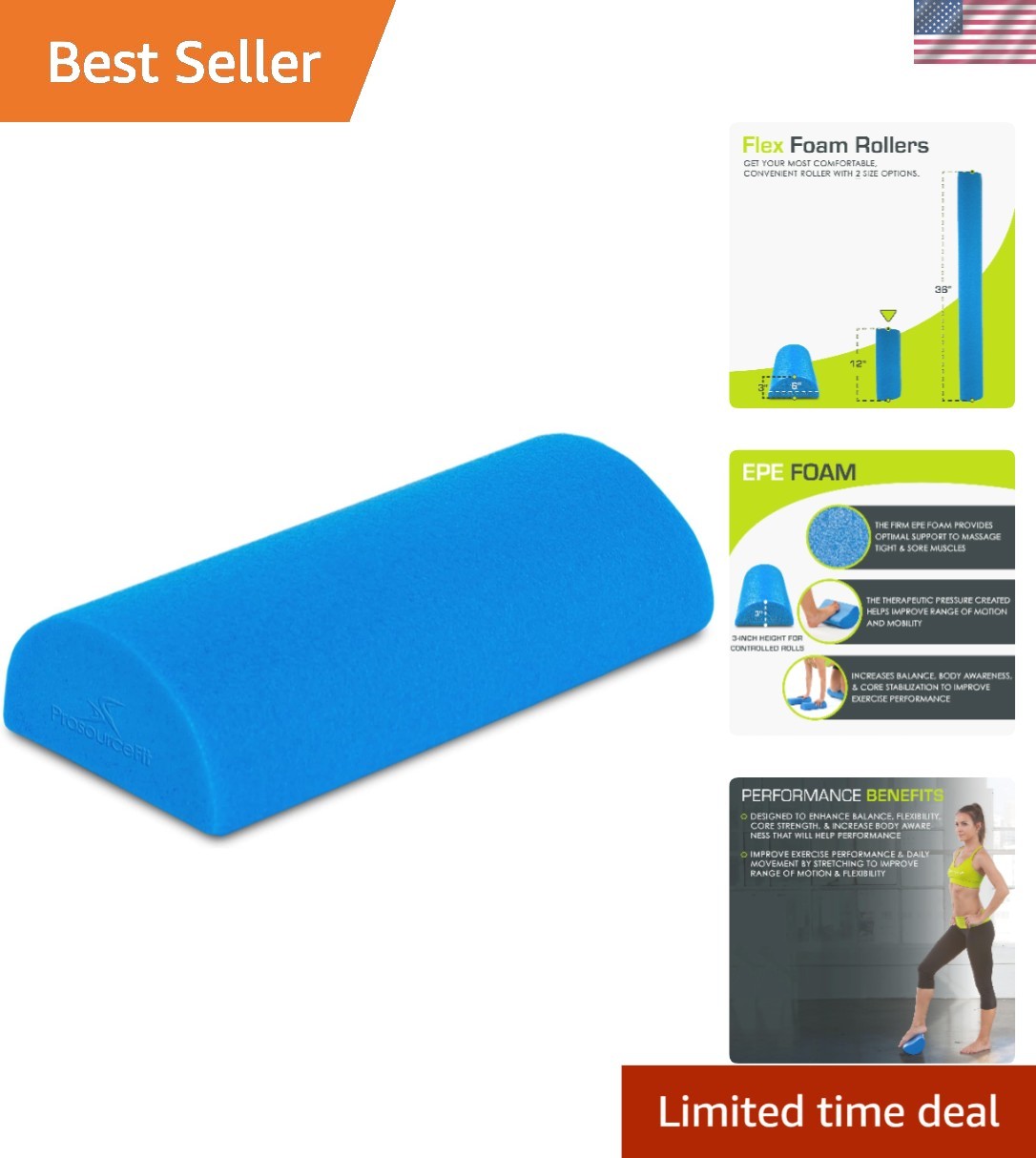 Versatile Flex Foam Roller 12"x3" for Pilates, Yoga & Rehabilitation