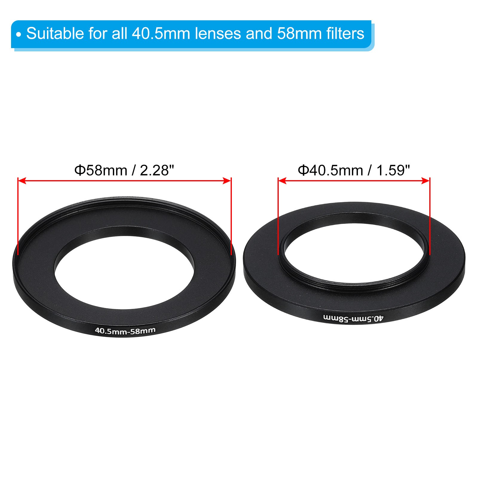 40.5mm-58mm Step Up Ring Camera Lens Filter Adapter Ring Filter with Cloth