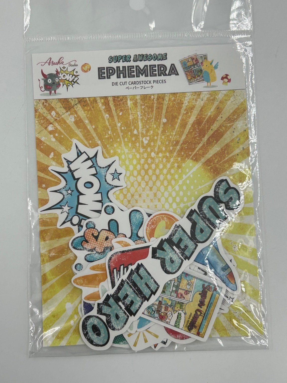 Asuka Studio SUPER HERO Ephemera Die Cuts Cardstock Lot of 24 Scrapbooking
