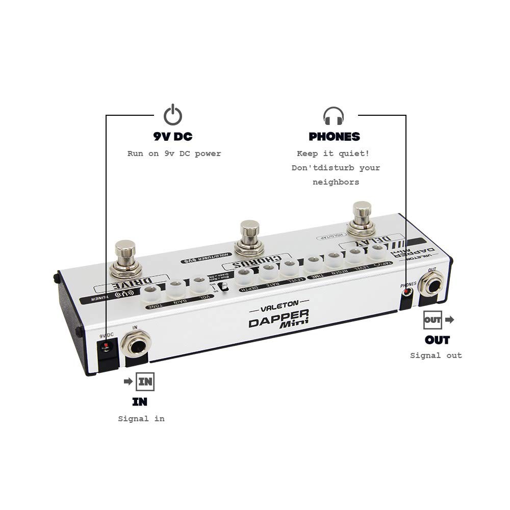 Dapper Mini Stage Session Gigging Gear Overdrive Distortion Chorus Delay Guitar