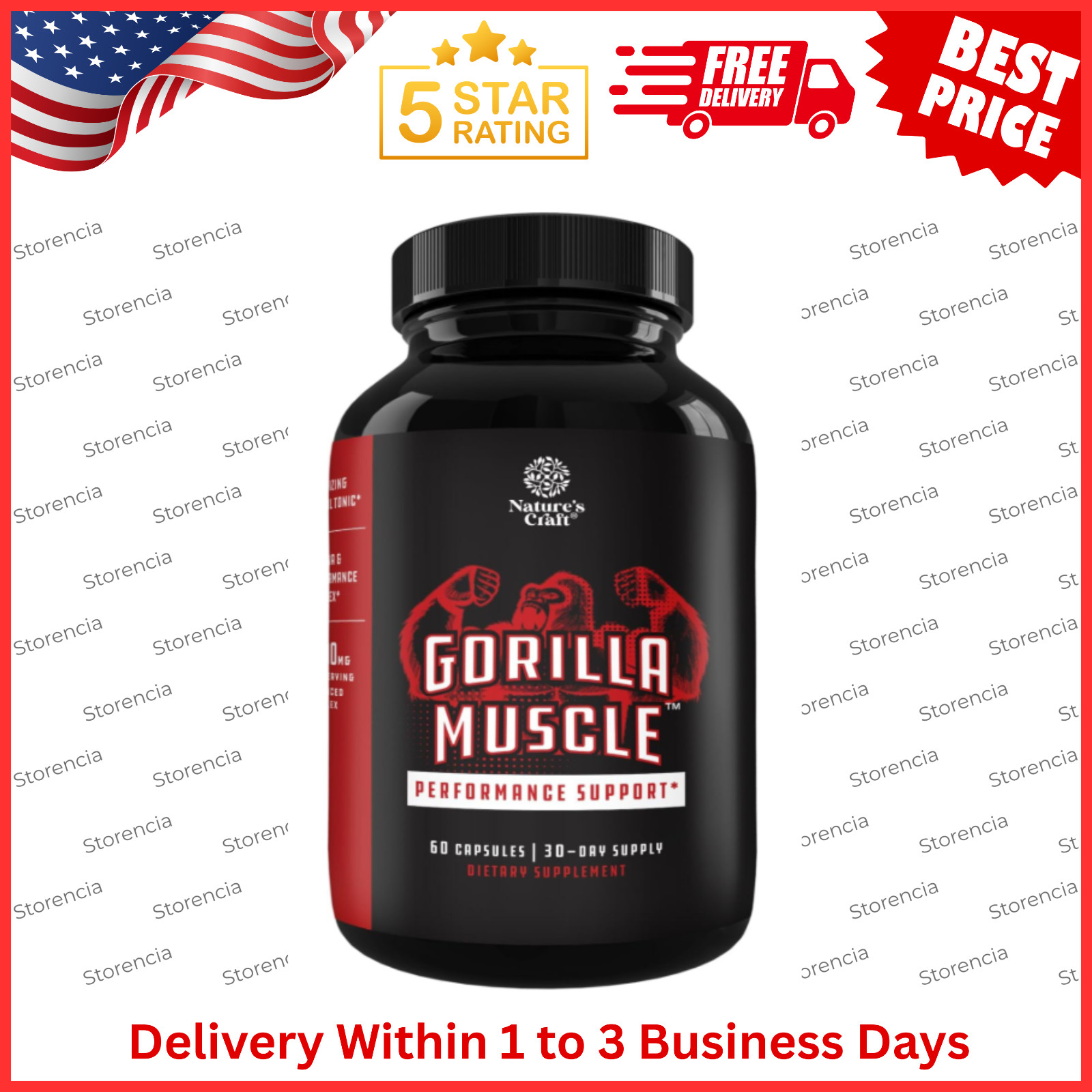 Legal STEROID ANABOLIC pills BULKING Testosterone Booster MUSCLE GROW, 60 cap...