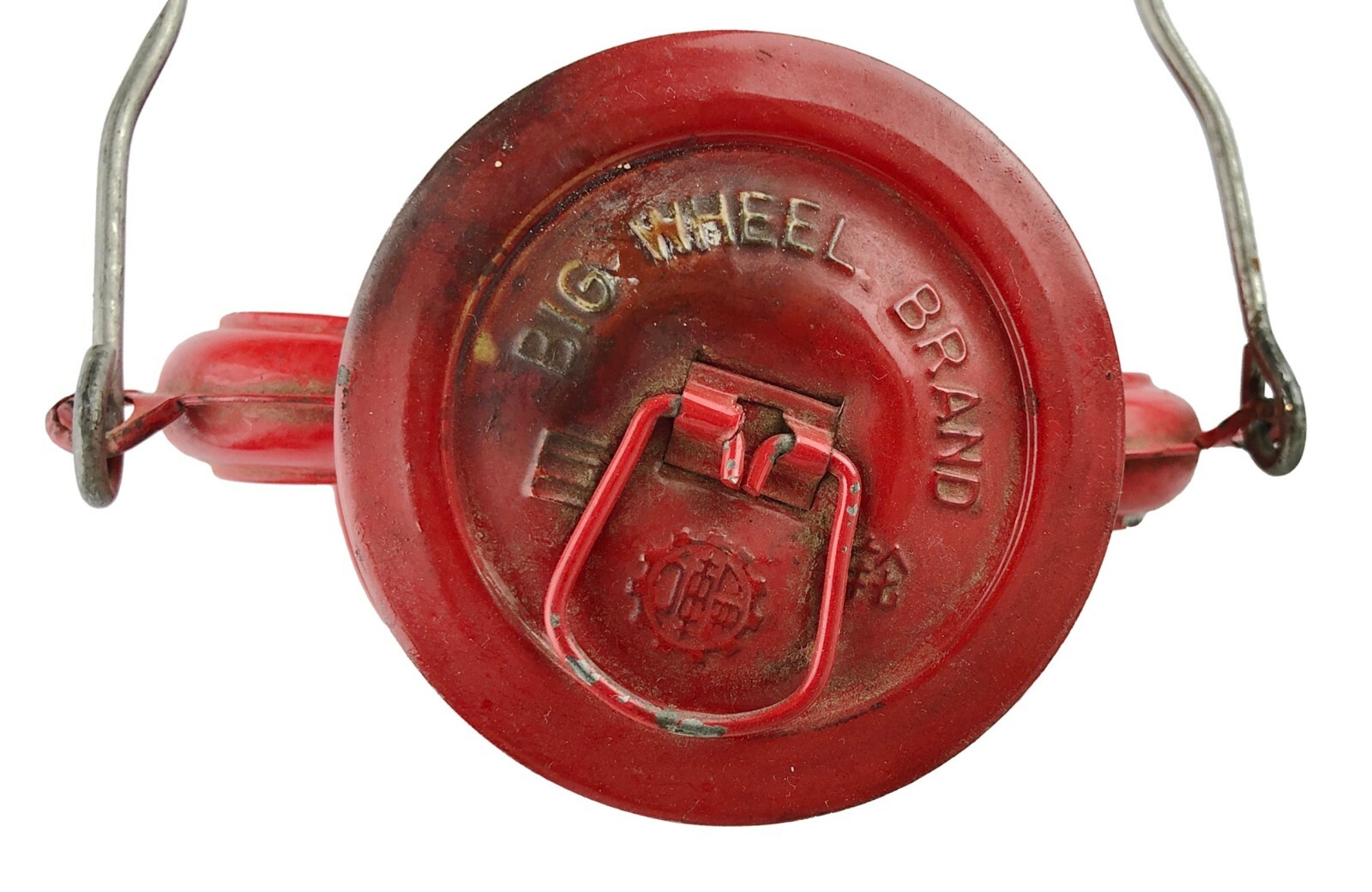 Vintage Big Wheel Brand Red Painted Kerosene Lantern Winged