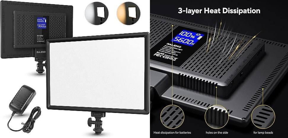 Luz suave de vídeo LED de 19,5 W luz de estudio 650 Lux incorporada 2 * 4000 mAh